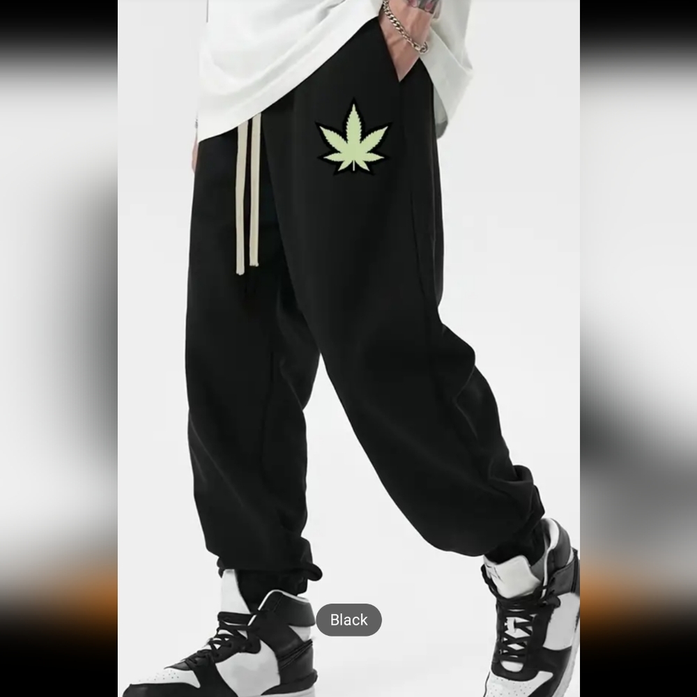 Mens or Teen Sweatpants Stoner Leaf  Grunge lounge. Great Quality!